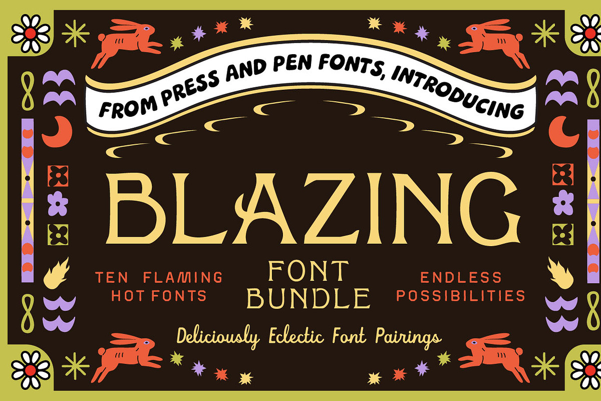 Font Bundle: Blazing Hot fonts, a Font by Press & Pen (Photo 1 of 9)