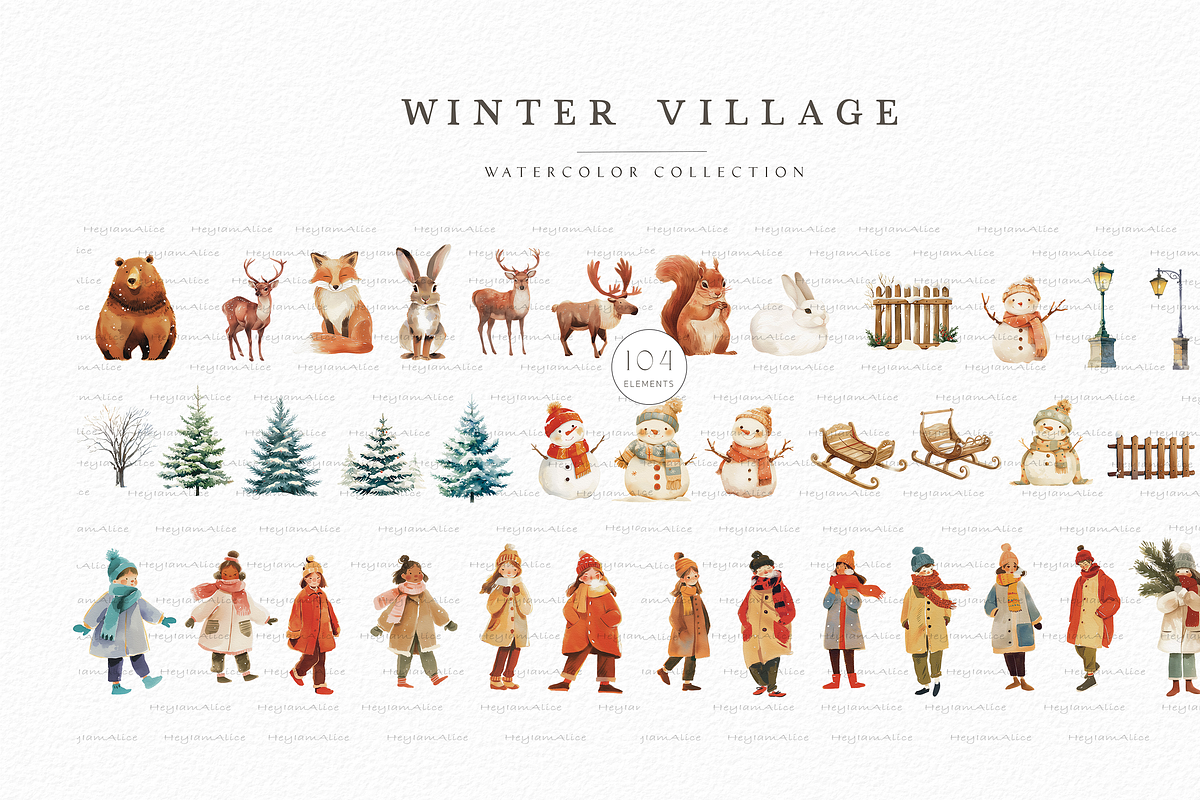 Winter Christmas Village, a Seasonal Illustration by heyiamalice (Photo 10 of 16)
