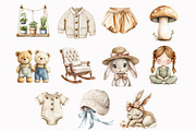 Watercolor Boho Nursery Clipart, an Illustration by Design Market (Thumbnail 5 of 5)