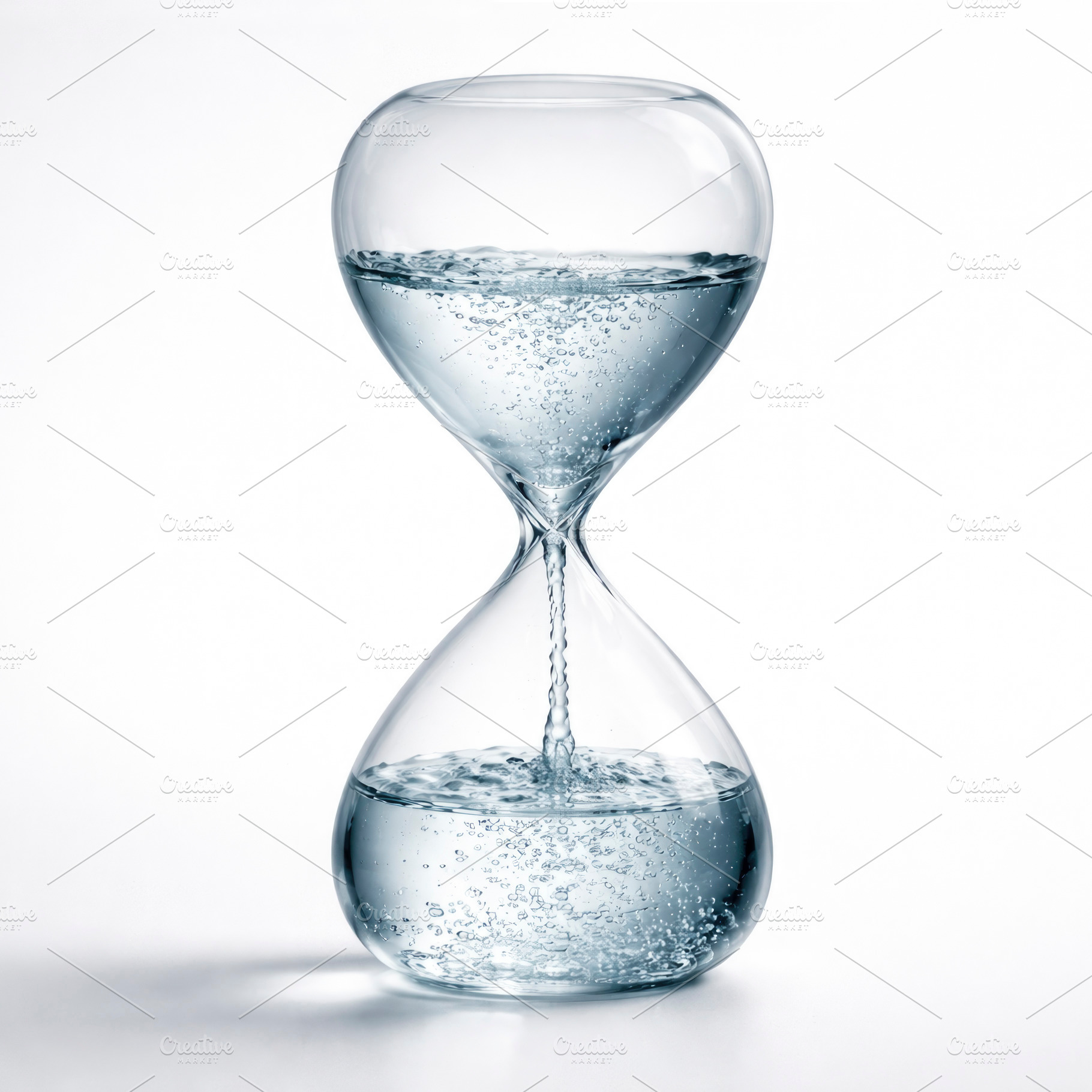 a water hourglass marking time, generative AI, a Photo by Nito