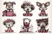 Whimsical Christmas Fluffy Dogs, an Illustration by Dream Creation (Thumbnail 2 of 6)