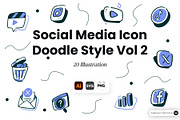 Social Media Icon Doodle Style Vol 2, an Object Graphic by SLAB! Design (Thumbnail 1 of 3)