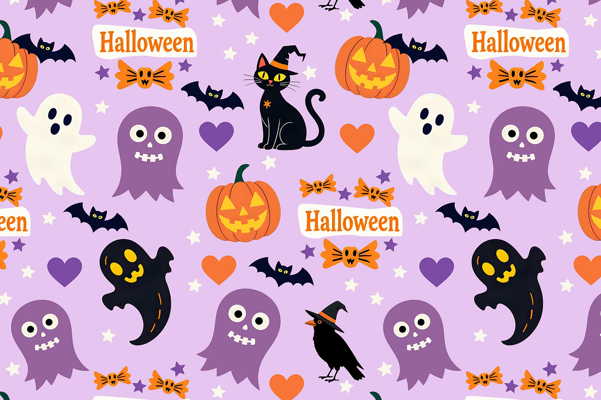 Halloween Gathering Seamless Pattern, a Pattern Graphic by Sharon Schwalbe (Photo 1 of 6)