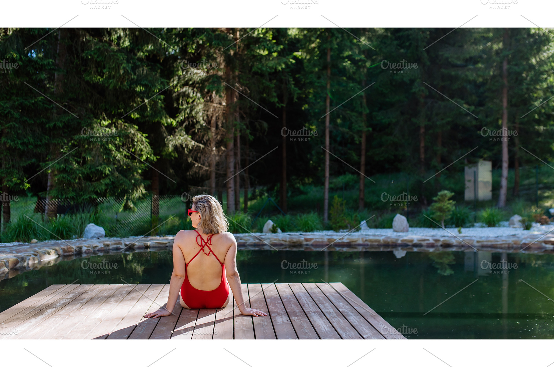 Rear view of young woman in swimsuit, a Nature Photo by HalfPoint