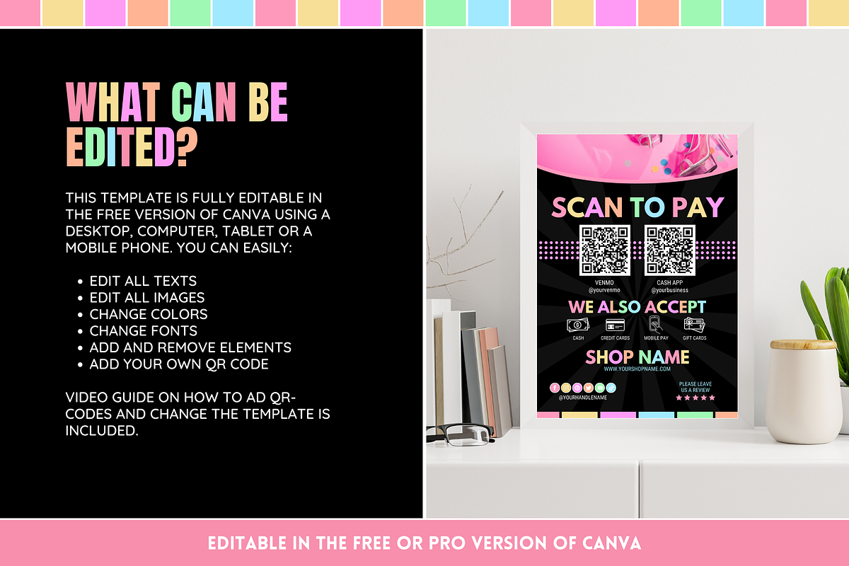 Pastel Neon Scan to Pay Sign, a Poster Template by SunshineStudioBoutique (Photo 4 of 11)