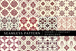 12 Red Velvet Seamless Patterns, a Pattern Graphic by Inknfolly