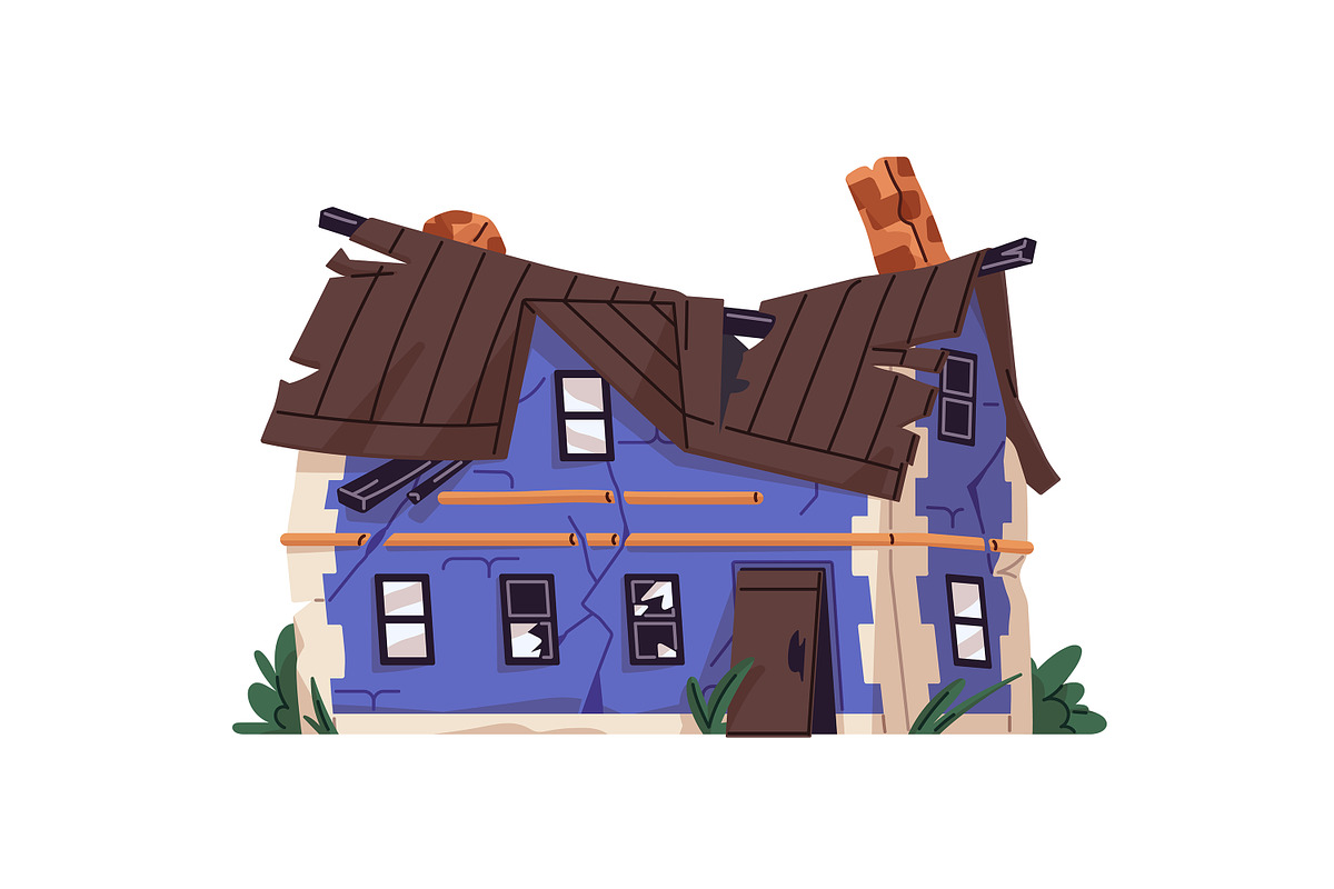 Destroyed city buildings, houses set, an Object Illustration by PaperTrident (Photo 7 of 13)