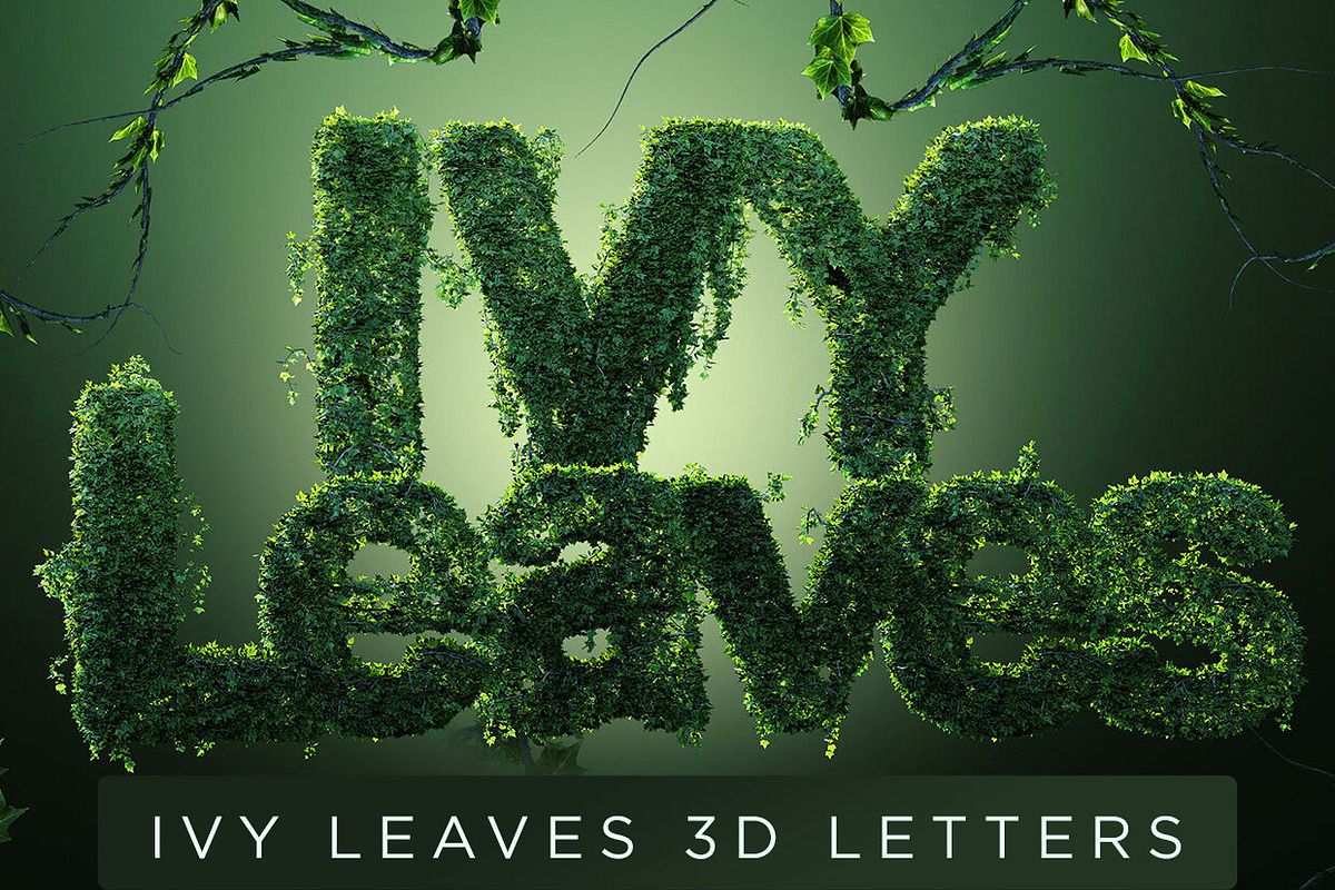 PSD Ivy Leaves 3D Letters, an Object Graphic by GK Creative (Photo 1 of 9)