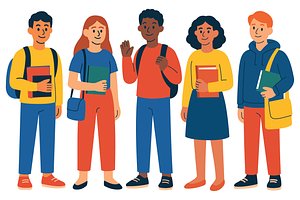Group of Students Illustration Set, an Object Graphic by RT Studio