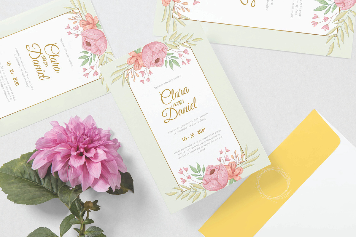 Flowers wedding invitation card, an Invitation Template by Workhu (Photo 3 of 3)