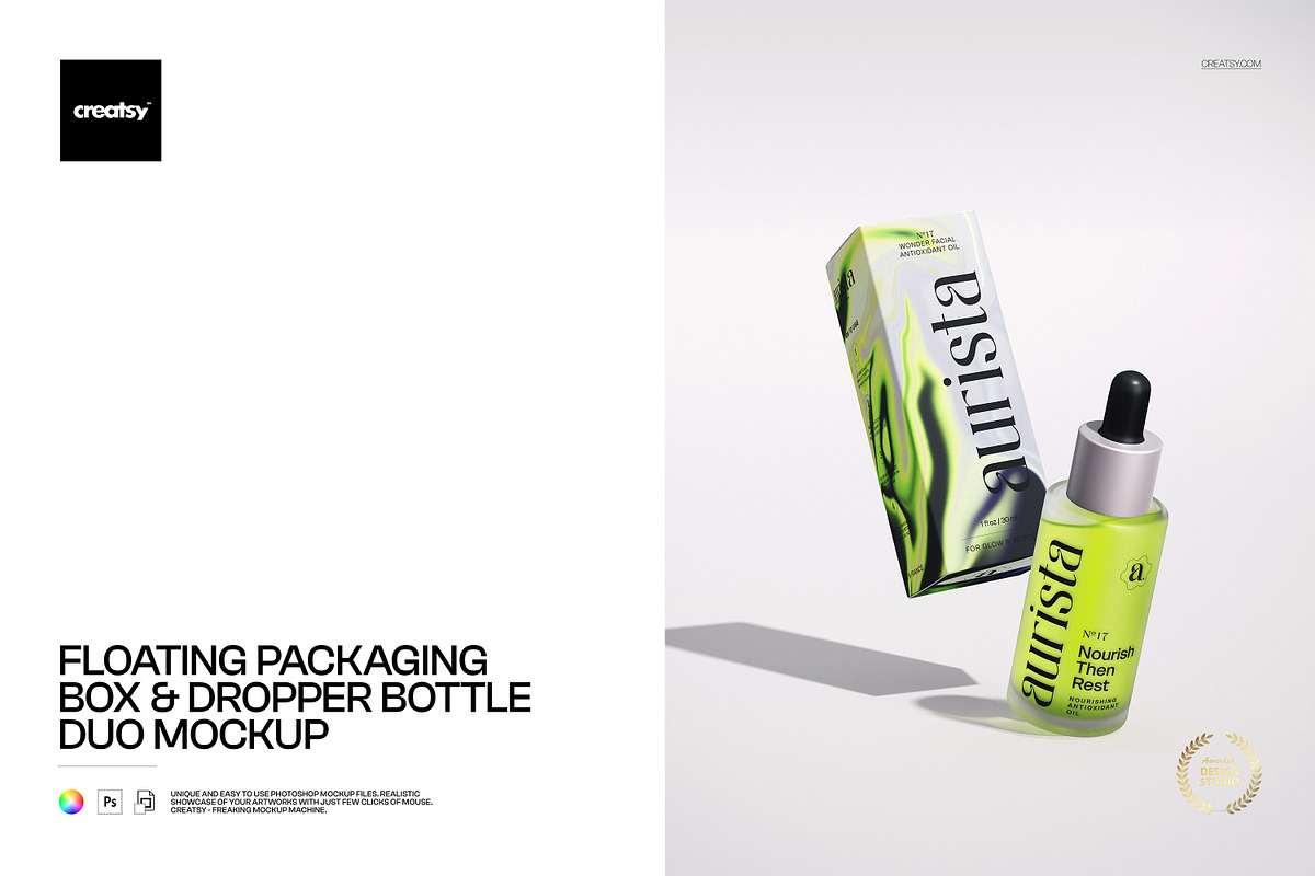 Box & Dropper Bottle Mockup, a Packaging Mockup by creatsy5
