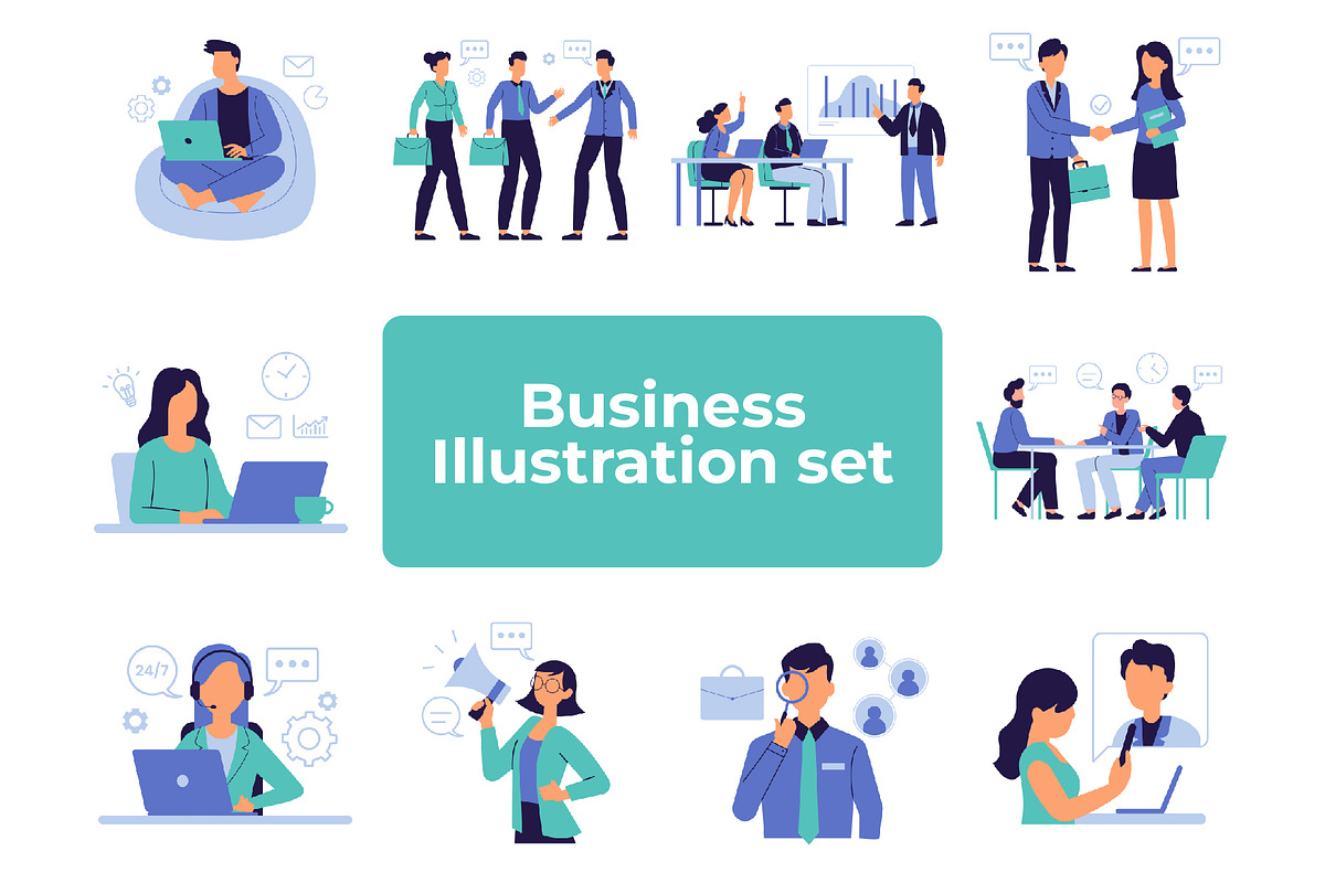 Business in Action Illustration Set, a Work Illustration by Bekeen.co