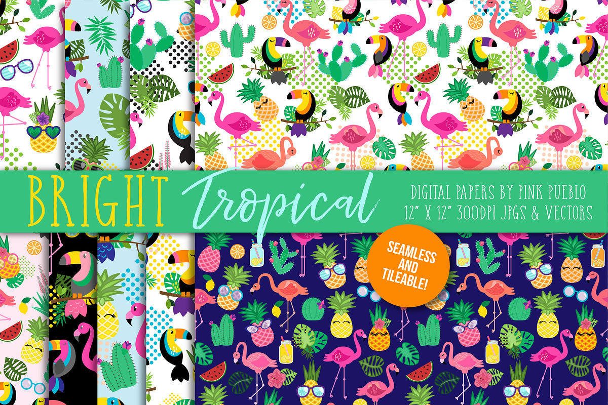 Tropical Patterns and Digital Papers, a Pattern Graphic by PinkPueblo (Photo 1 of 3)