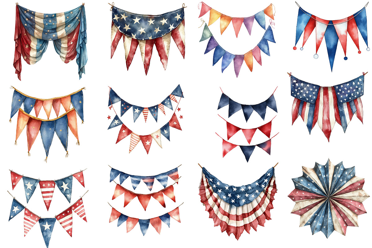 Patriotic American Bunting PNG, an Illustration by SinaCreation (Photo 2 of 5)