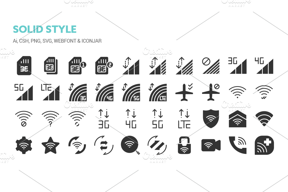 Signal Indicators Icons, a Solid Icon by Vectopus.com
