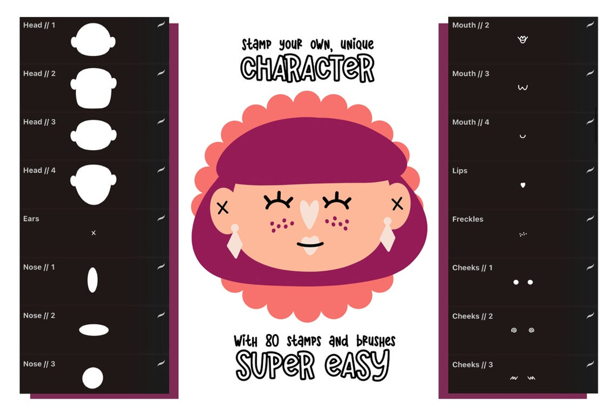 Procreate Character Stamp Brushes, a Brush Add-On by AnniaArt (Photo 3 of 5)