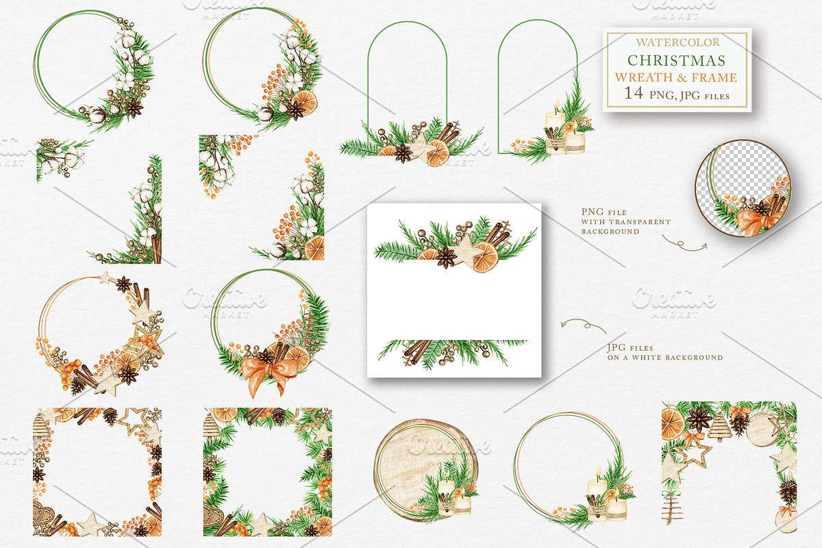 Boho Christmas wreath frame, an Object Graphic by svetlanaARTdreams (Photo 4 of 16)