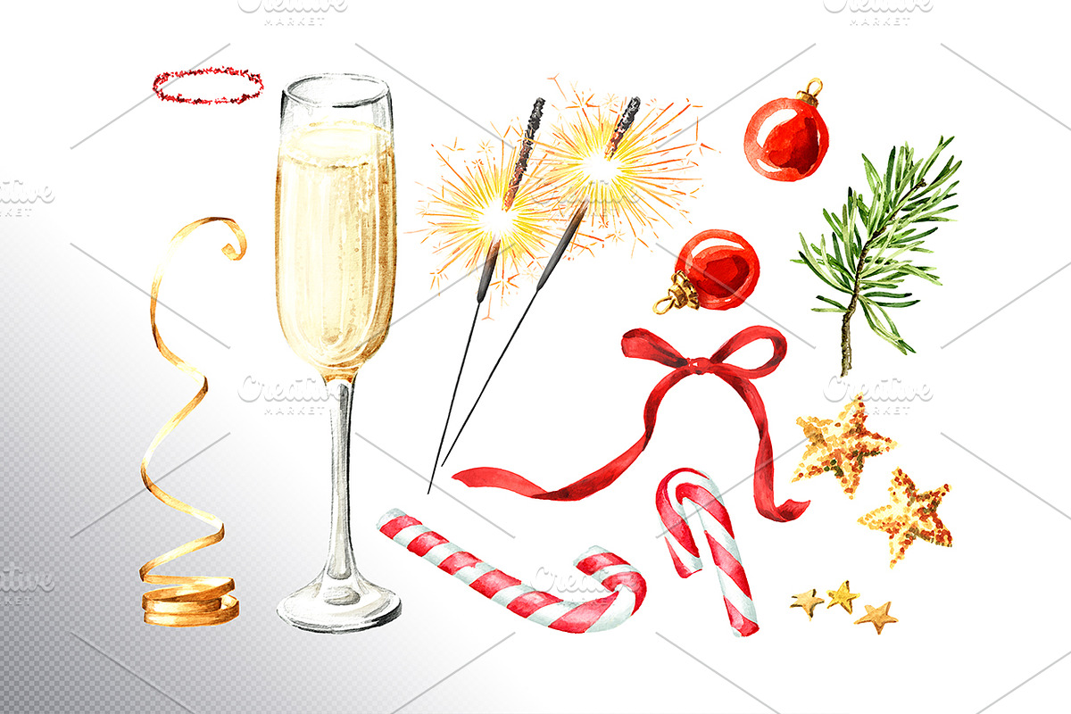 Festive Champagne, a Food Illustration by Daria Ustiugova (Photo 8 of 10)
