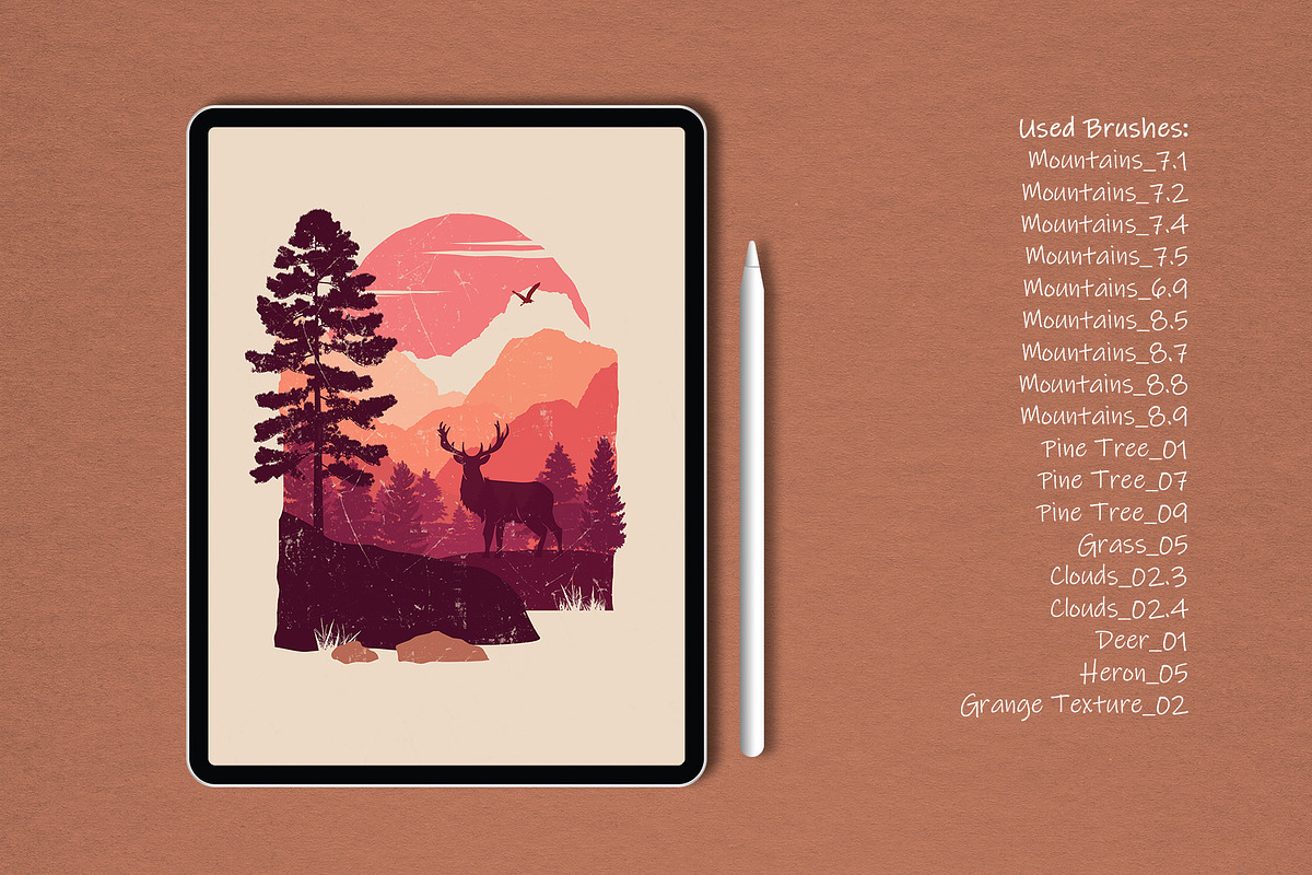 Procreate Landscape Stamp Brushes, a Brush Add-On by MISTstudioDesign (Photo 8 of 11)
