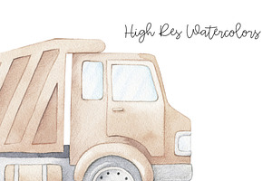 Construction Trucks - Watercolor Set