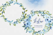 Watercolor Blue Florals Clipart Set, a Decorative Illustration by Patishop Art (Thumbnail 8 of 14)