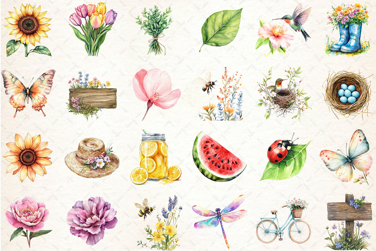 Spring Seasonal Elements Clipart, an Illustration by Libby Wishes (Photo 2 of 5)