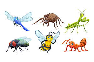 Cute Insect Cartoon Illustration Set