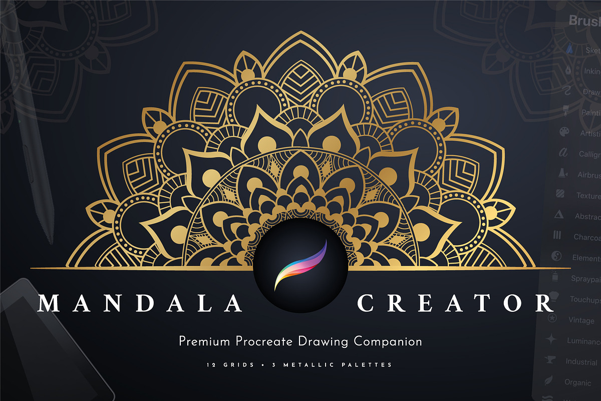 Procreate Mandala Creator Template, a Brush Add-On by Delightful Design (Photo 1 of 11)