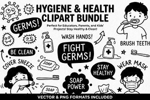 Hygiene & Health Doodles SVG Bundle, an Education Illustration by PassionPNGcreation