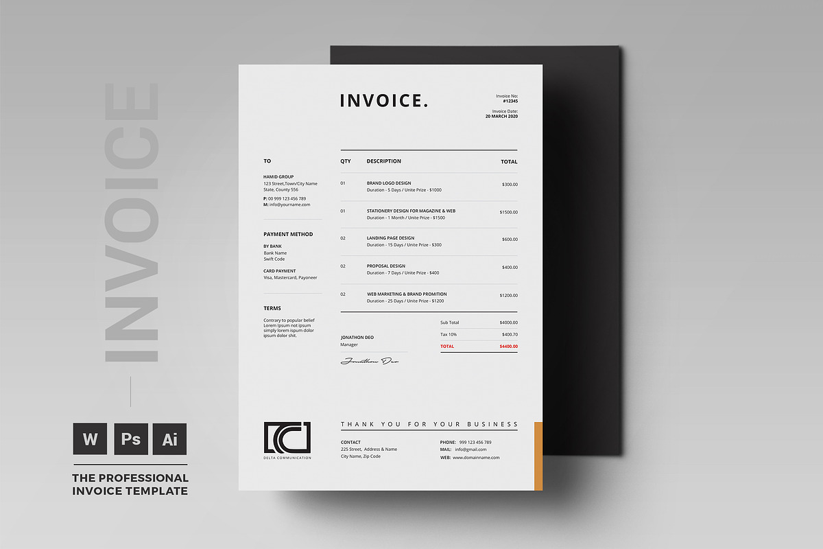 Invoice, a Stationery Template by Creatune (Photo 1 of 2)