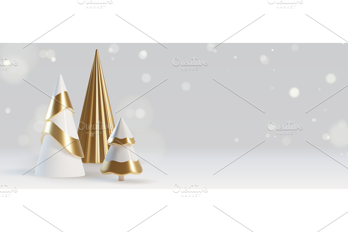 Elegant 3d cone Christmas tree with, an Object Illustration by art PVP - market