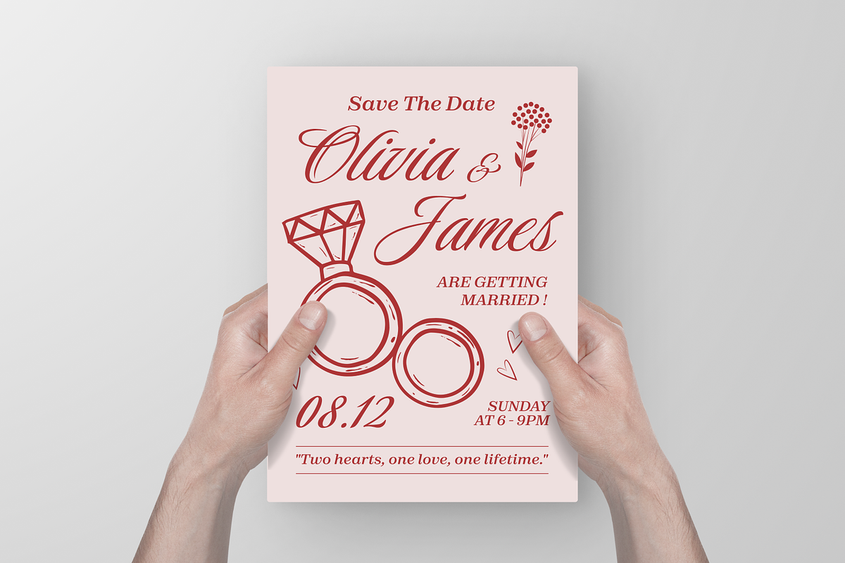 Red Minimalist Wedding Invitation, an Invitation Template by Annora Studio (Photo 5 of 6)