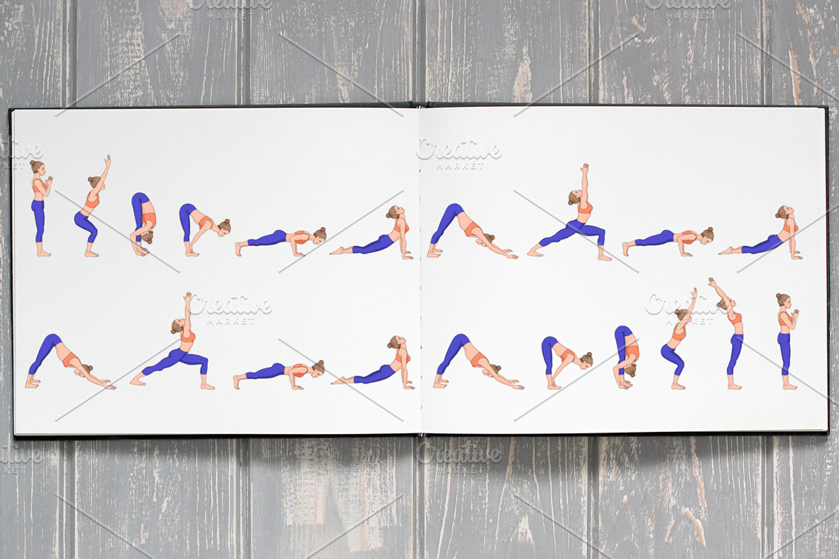 Sun salutation variations, a Healthcare Illustration by tamara.comotomka (Photo 3 of 4)