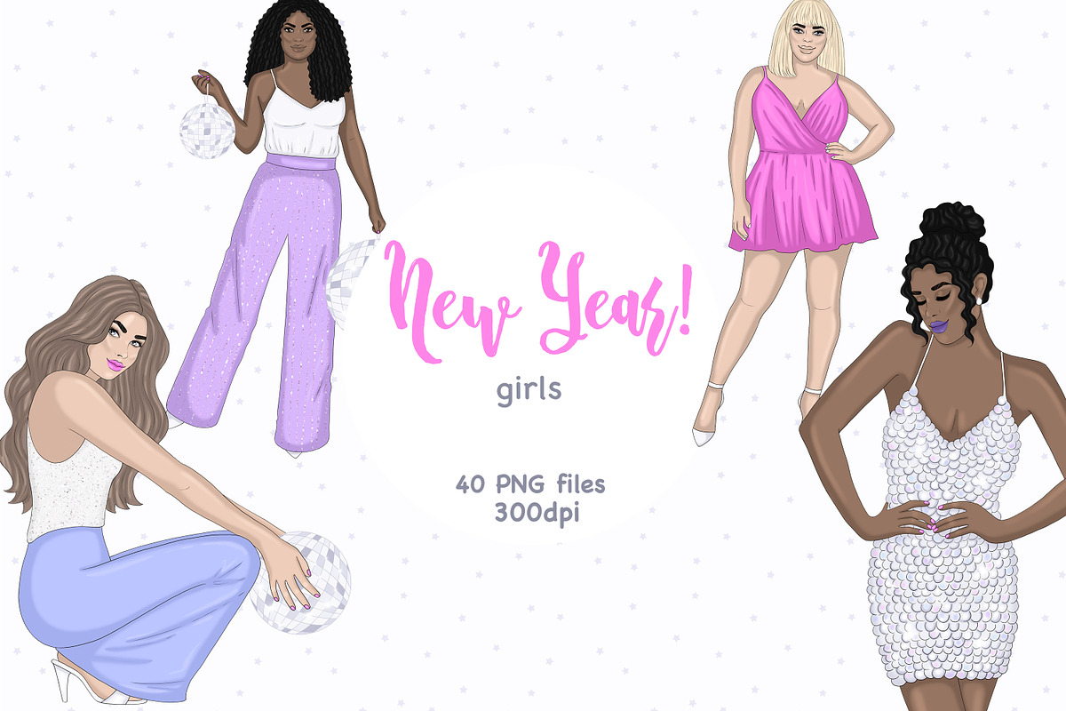 New Year Girls Clipart, a Person Illustration by GlamArtZhanna (Photo 1 of 4)