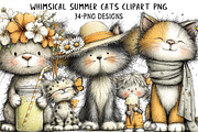 Whimsical Summer Cats Clipart Png, an Illustration by Daily.Designs (Thumbnail 1 of 8)
