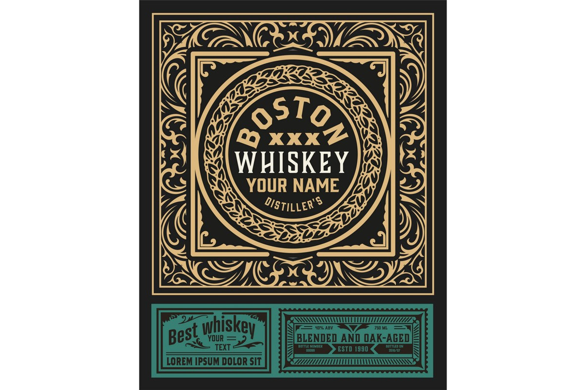 Antique label for whiskey, a Flyer Template by OneVectorStock