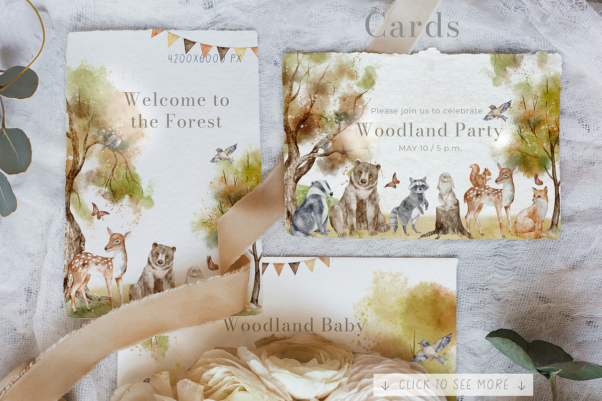 Woodland Animals Watercolor Clipart, an Illustration by Alisles (Photo 10 of 18)