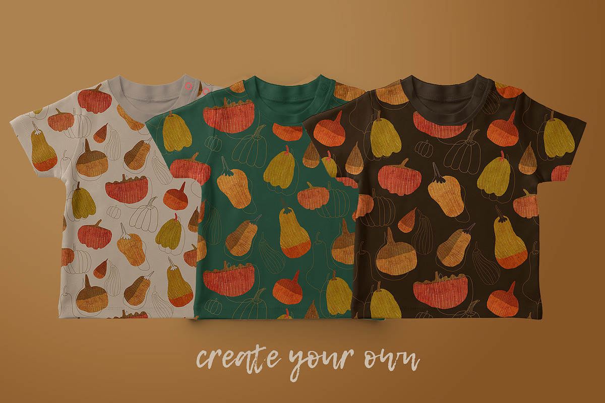 pumpkin watercolor pattern, a Pattern Graphic by watercolor kamill (Photo 4 of 11)