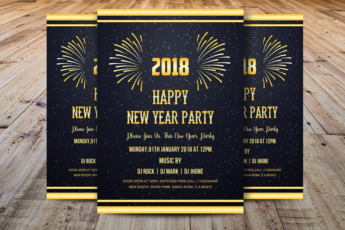 Happy New Year 2018 Invitations, a Card Template by Madhabi Studio (Photo 1 of 5)