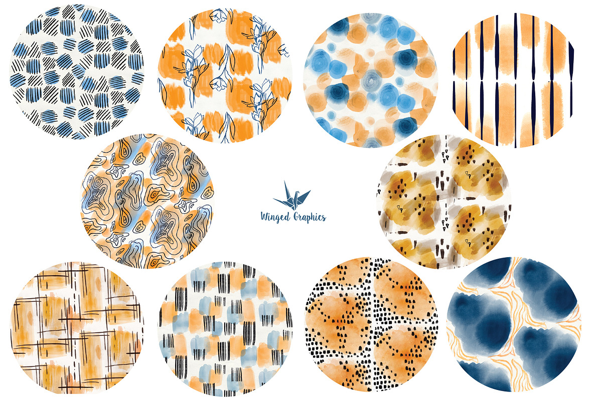 10 Seamless watercolor patterns, a Pattern Graphic by Winged Graphics (Photo 4 of 4)