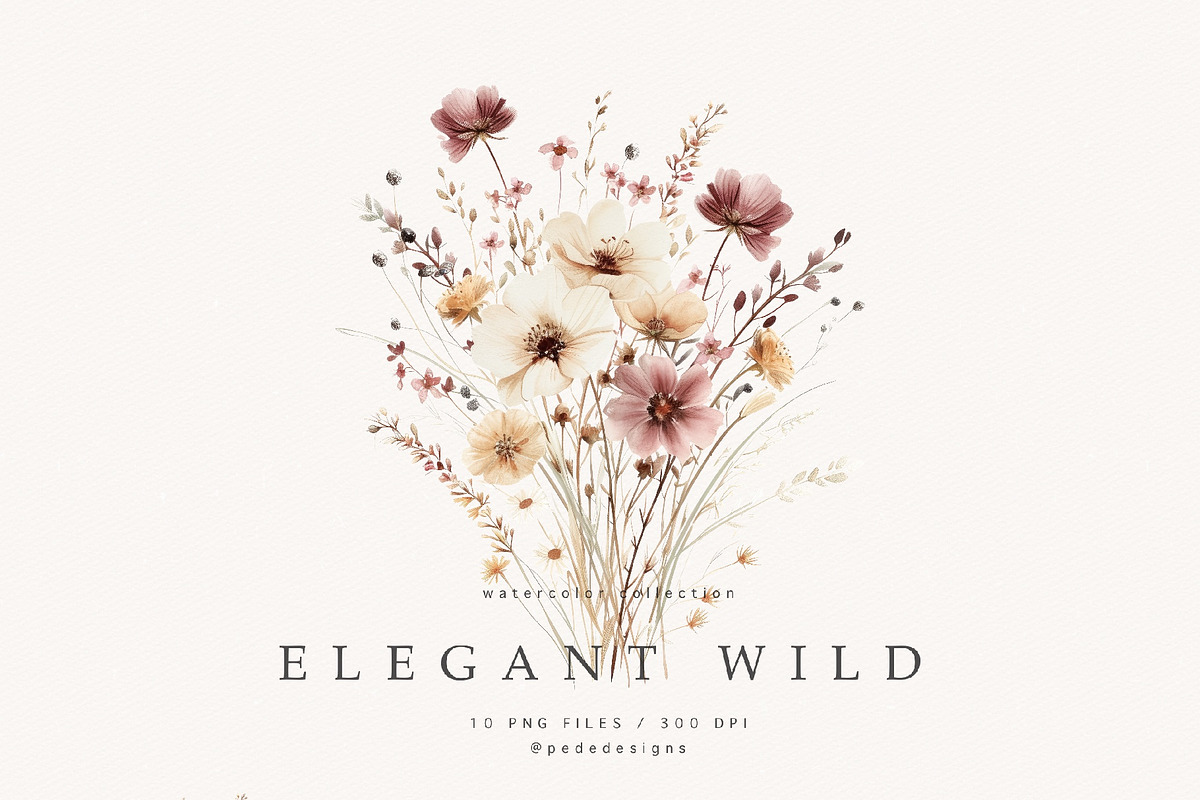 Elegant Wild Flowers, a Decorative Illustration by PeDe Designs (Photo 5 of 8)