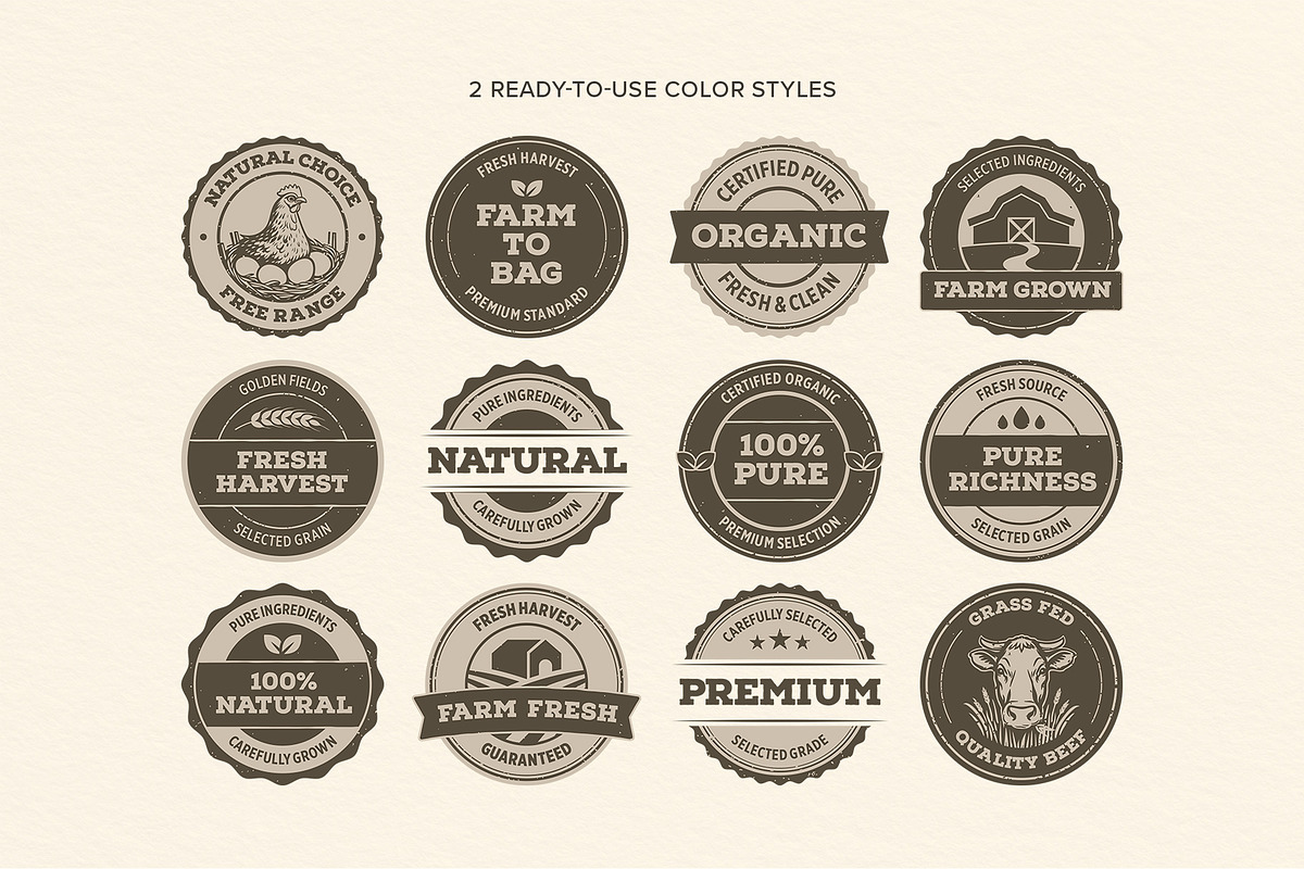 Rustic Farm Organic Sticker Badge Se, an Object Graphic by DesignerCandies (Photo 2 of 6)
