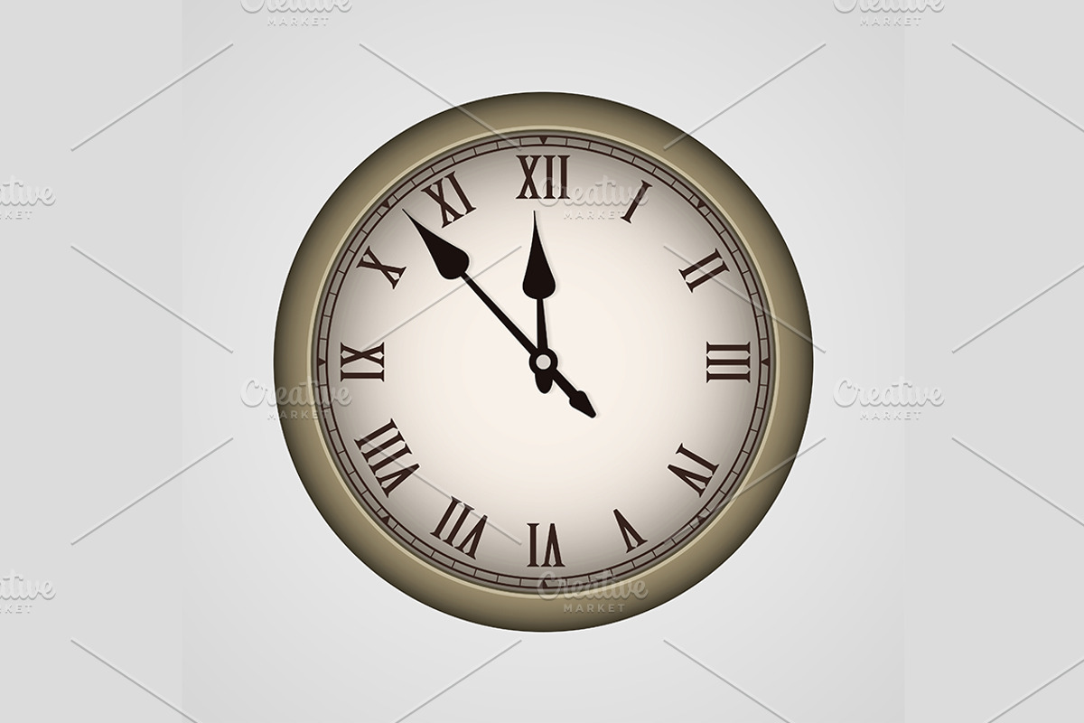 Vector realistic vintage clock, a Decorative Illustration by PhotoVector