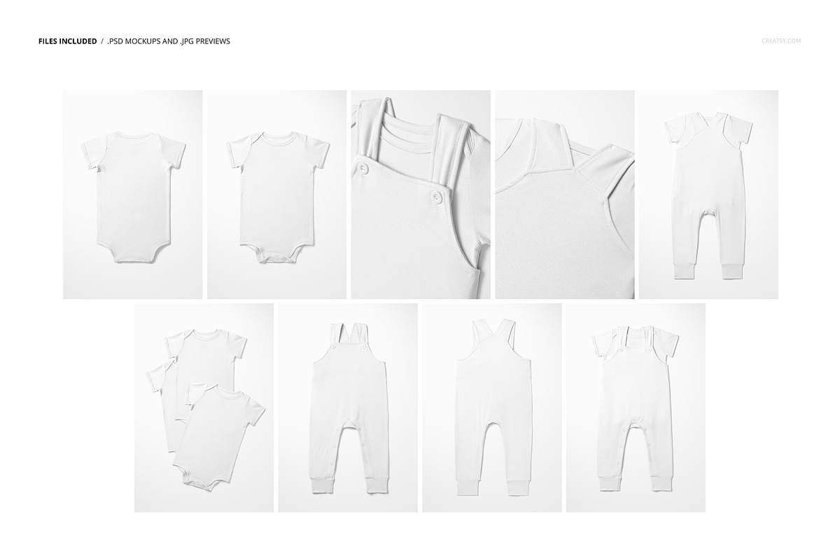 Baby Bodysuit and Overalls Mockup Se, a Bottom Mockup by creatsy5 (Photo 2 of 11)