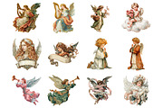 Vintage Angel Clipart Set PNG, a Graphic by CitraGraphics (Thumbnail 3 of 4)
