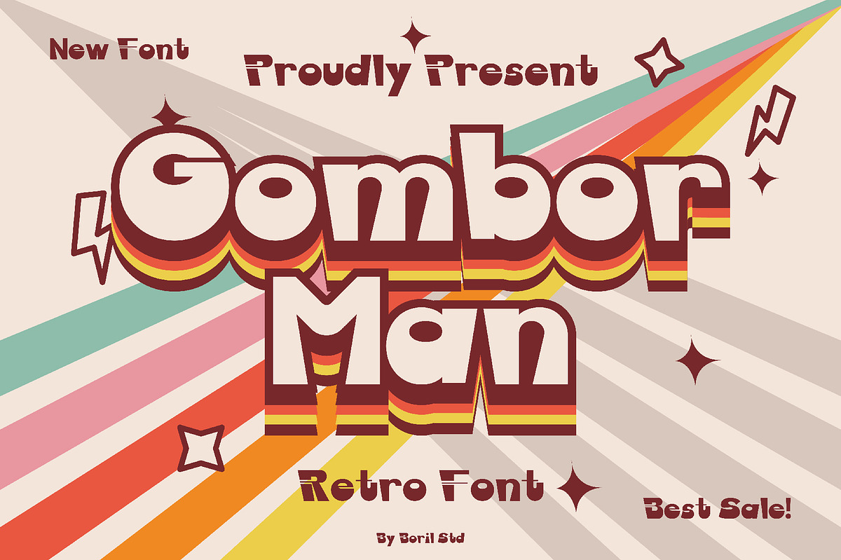 Gombor Man - Retro Sans, a Sans Serif Font by Boril Std (Photo 1 of 10)