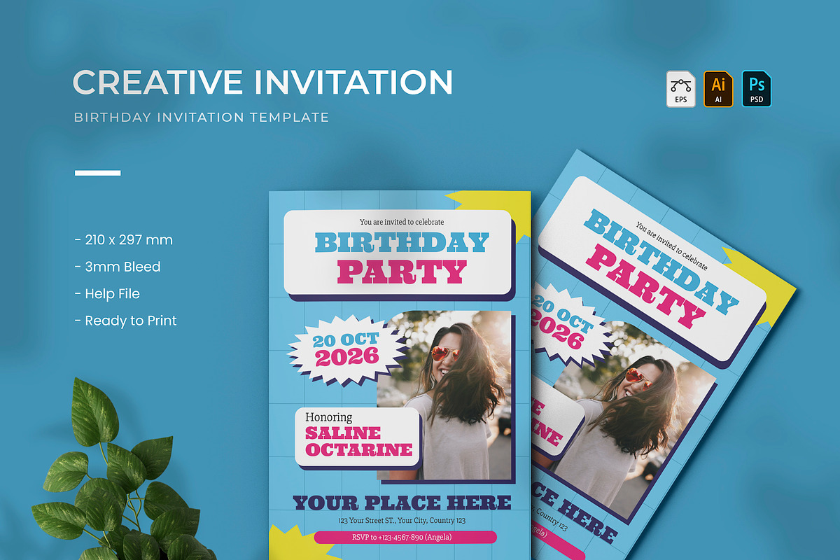 Creative - Birthday Invitation, a Print Template by VUNIRA (Photo 1 of 2)