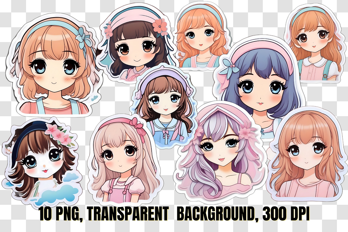 Cute Anime Girl Sticker Clipart, a Person Illustration by Stickera Hub (Photo 2 of 8)