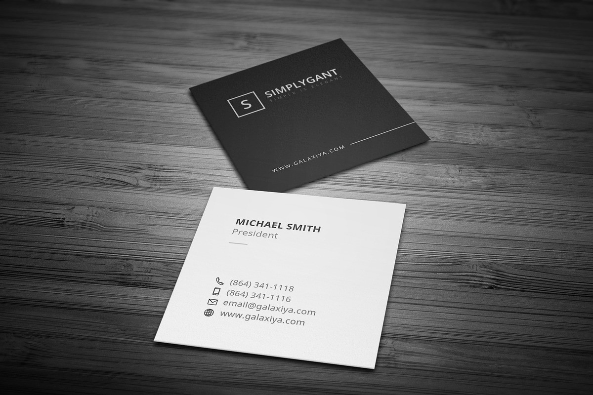 Minimal Square Business Cards, a Business Card Template by Galaxiya (Photo 7 of 13)