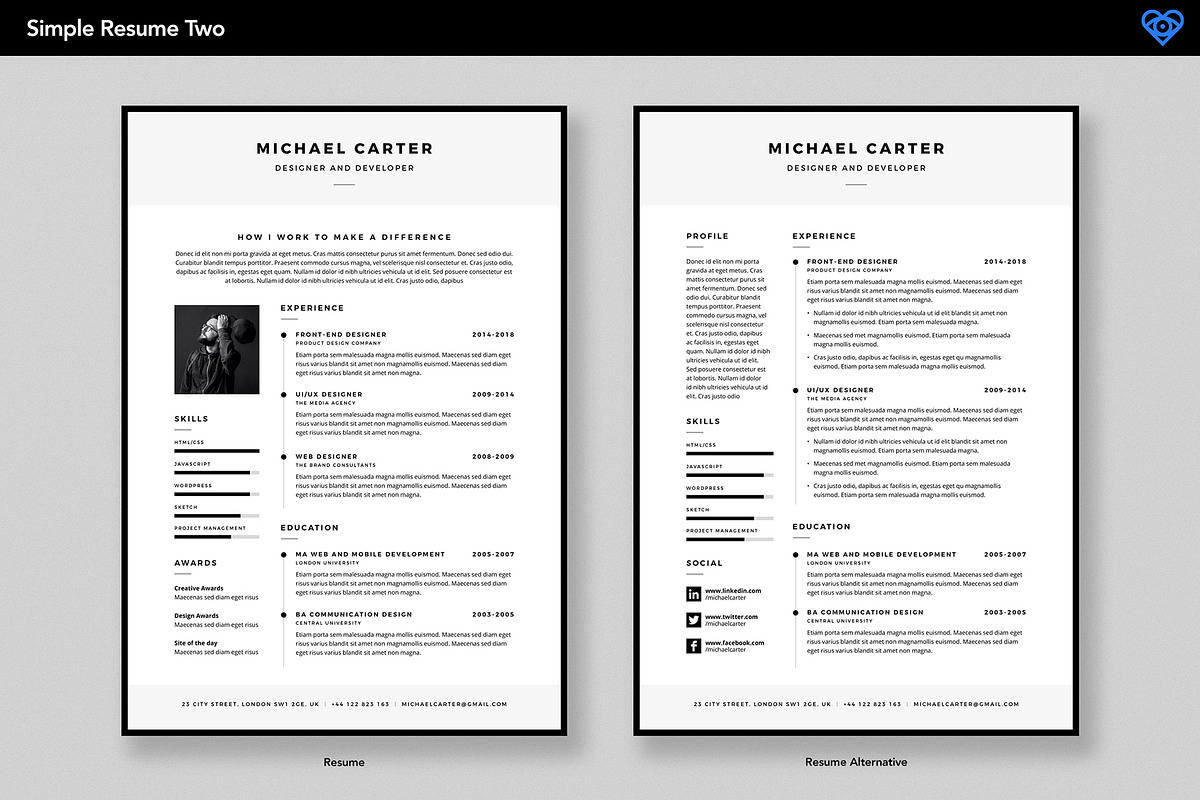 Simple Resume 2, a Resume Template by ikono.me (Photo 4 of 6)